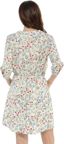 Vista 5 de Allegra K Vestido de camisa vintage con cuello en V y mangas 34 para mujer