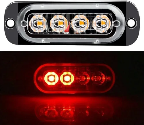 Vista 2 de Riloer 4 luces LED de advertencia superbrillantes de emergencia para remolques, camionetas, camiones, automóviles, SUV, RV, camionetas, etc. (rojo)
