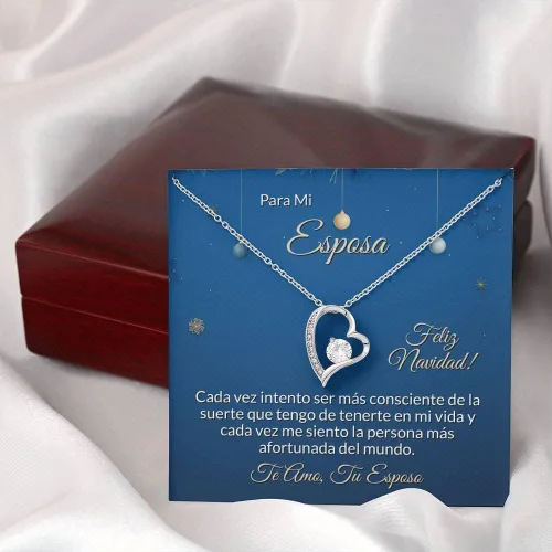 Vista 5 de Regalo de Navidad Para Mi Esposa Collar Acabado en Oro Blanco Regalo para Mujer en Español