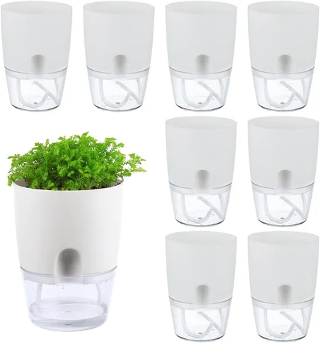 Vista 20 de Macetas de riego automático para plantas de interior, macetas para exteriores, paquete de 3 macetas de riego automático de 6 pulgadas, macetas
