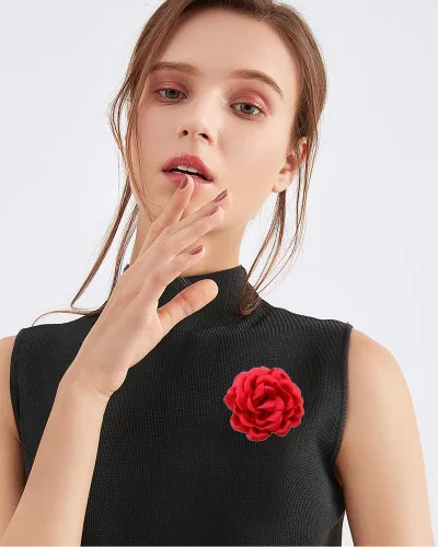 Vista 3 de Delicados broches de flores de peonía, delicados broches de gasa con rosas clásicas para bodas, fiestas, banquetes de baile para mujeres, elegantes