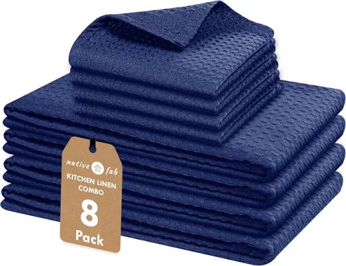 Vista 8 de Native Fab Juego de 8 toallas de cocina y paños de cocina, absorbentes, duraderos, de secado rápido para limpiar, cocinar, hornear, ideal