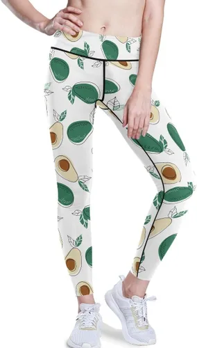 Vista 6 de JUNZAN Healthy Food Avocado Print Womens Yoga Pants Spandex Pants for Tall for Beach Fitness XS