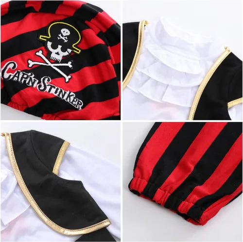 Vista 3 de AGQT Halloween Pirate Costume Dress Up for Boys Pirate Costume Toddler Cosplay Pirate Deluxe Outfit Accessories Set for Kids