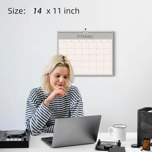Vista 5 de Calendario de pared estético 2026, calendario mensual de 12 meses con 12 colores desde enero de 2026 hasta diciembre de 2026, 14 x 11 pulgadas
