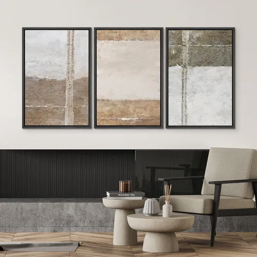 Vista 298 de SIGNWIN Lienzo enmarcado para pared, juego de arte neutro de bosque brumoso, ilustraciones en tono tierra, arte moderno, decorativo, bohemio
