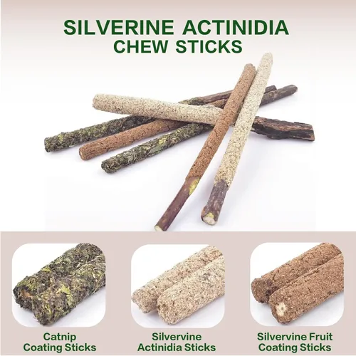 Vista 3 de Cat Chew Toys for Bored Indoor Cats,12 Pack Natural Catnip Silvervine Sticks for Kittens Teeth Cleaning&3 Pack Cat Chew Ropes for Anxiety