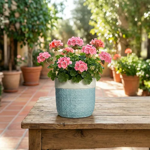 Vista 4 de Macetas de cerámica para plantas, maceta de 6 pulgadas para plantas suculentas de interior, macetas redondas con orificio de drenaje, macetas Azul