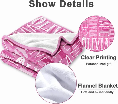 Vista 4 de Yofair Se envía al día siguiente, manta personalizada regalos para niñas adolescentes, manta personalizada con nombre, manta de franela para niñas