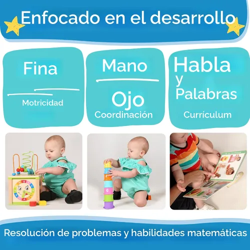 Vista 6 de Cubo de actividades de madera para bebés - Set de regalo para niños Juguetes de regalo para niños de 1 a 2 años Juguetes educativos para niños