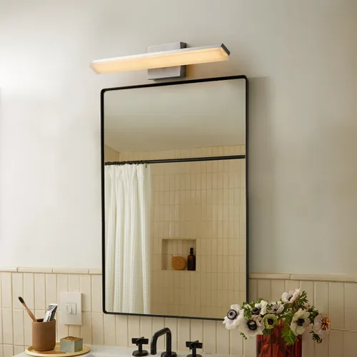Vista 6 de mirrea Lámpara LED de tocador de níquel cepillado de 24 pulgadas para espejo, moderna iluminación de barra de baño regulable 3CCT, interruptor