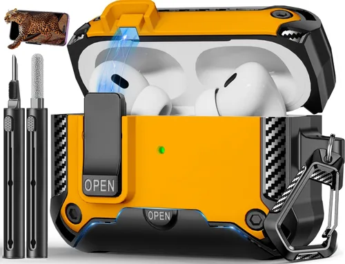 Vista 49 de Funda para AirPods Pro de 2 generación con soporte para teléfono, diseño de interruptor automático de protección completa contra caídas con kit