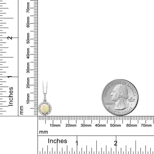 Vista 3 de 0,73Ct Cabujón redondo blanco de Etiopía Ópalo Blanco Diamante 14K Colgante De Oro Blanco