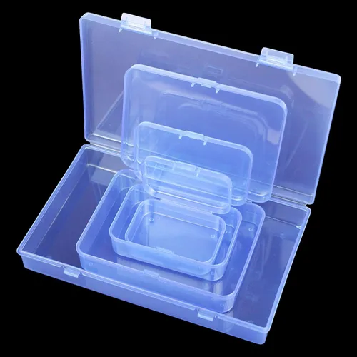Vista 7 de Caja de almacenamiento rectangular de plástico de 36 piezas, tamaño mixto, color azul