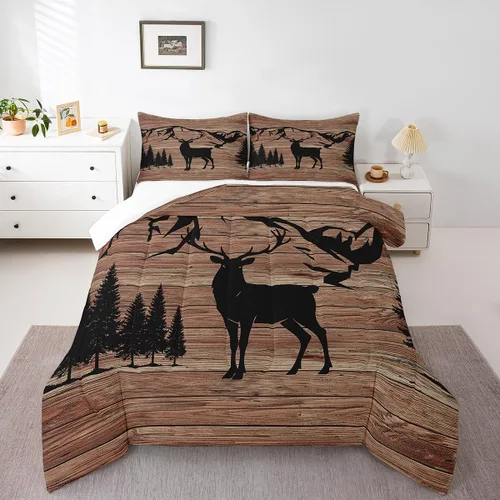 Vista 24 de Juego de ropa de cama de oso para niños y adolescentes, juego de edredón de animales salvajes para niños, adolescentes, naturaleza, vida silvestre