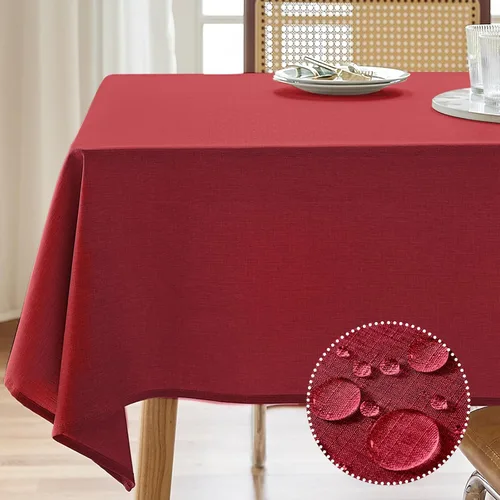 Vista 17 de AUSSPVOCT 2 manteles de lino texturizado para mesa rectangular, 52 x 70 pulgadas, mantel rectangular impermeable, lavable, tela para mesa