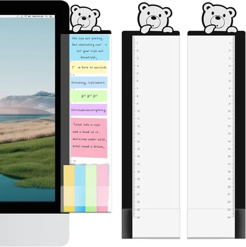 Vista 8 de Accesorios de escritorio de oficina, 2 unidades, multifunción, tablero de notas para monitor de computadora, suministros de oficina para mujeres