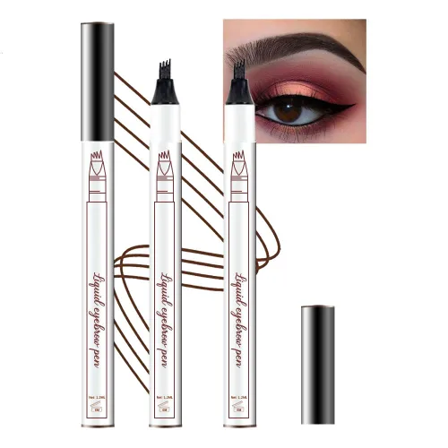 Vista 8 de Lápiz de tinta para cejas de Brow Stylist - Micro lápiz para cejas de 4 puntas con juego de elevación y agarre, con 3 plantillas para cejas