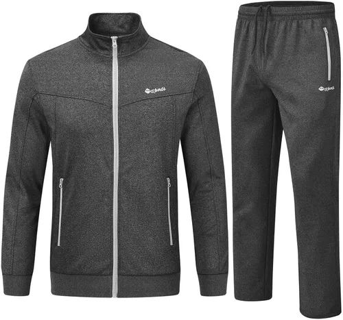 Vista 20 de Rdruko Conjunto Deportivo de 2 Piezas para Hombre, Traje Deportivo con Cremallera Completa, Sudaderas Deportivas para Gimnasio, Ropa Deportiva Gris