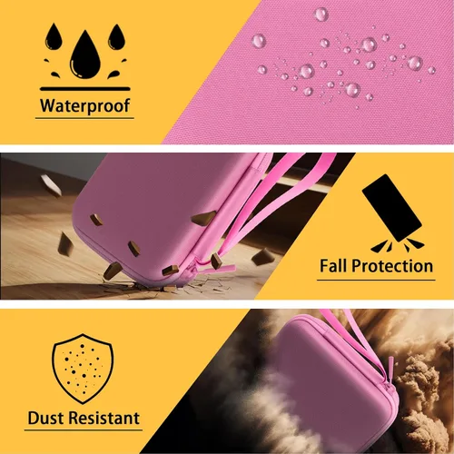 Vista 7 de co2CREA - Carcasa rígida para impresora Fujifilm Instax Mini Link 3, 2 y 1, color rosa Almacenamiento portátil, espacio para cable de carga