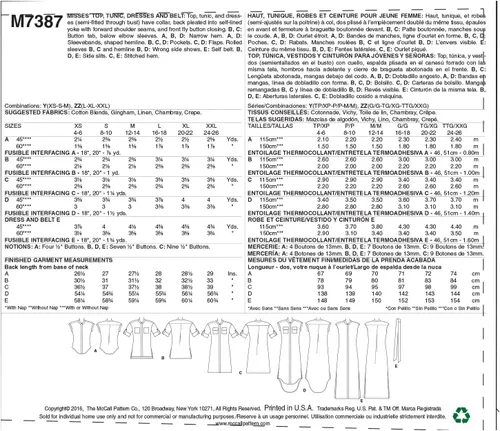 Vista 2 de McCall's Patrones de camisa con botones, túnica, vestidos y cinturón