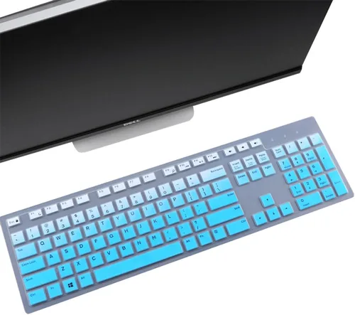 Vista 8 de Protector de teclado de silicona antipolvo transparente compatible con Dell KB212-B, KB4021, 2GR91, 4G481, PC de escritorio delgado USB de 104