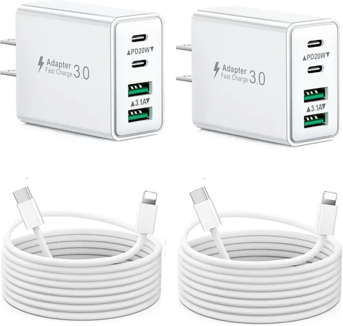 Vista 23 de Bloque de carga USB C, cargador de pared USB C de 40 W, adaptador de corriente PD de doble puerto, enchufe de pared QC USB C, bloque de carga rápida