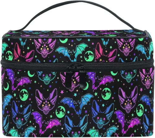 Vista 28 de Bolsa de Maquillaje, Estuche de Maquillaje Organizador de Viaje con Diseño de Calavera y Flores, Estuche de Cosméticos, Bolsas de Aseo para Niñas