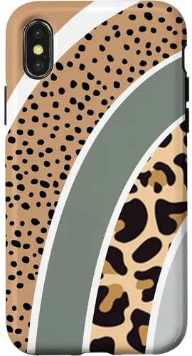 Vista 5 de Boho Burnt Orange Half Rainbow with Dotted Pattern Leopard Case for iPhone 17