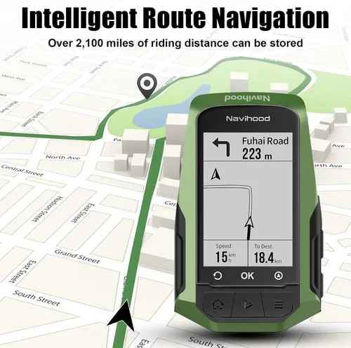 Vista 4 de MEILAN Navihood L1 - Computadora GPS para bicicleta, computadora de navegación con mapas sin conexión y planificación dinámica de la carretera