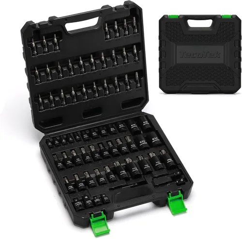Vista 9 de TecoTek Juego de 67 piezas Master Torx Bit Socket y Enchufe Torx Externo, unidades de 1/4", 3/8" y 1/2", acero S2 y Cr-V, E4 - E24, T6 - T70, TT6