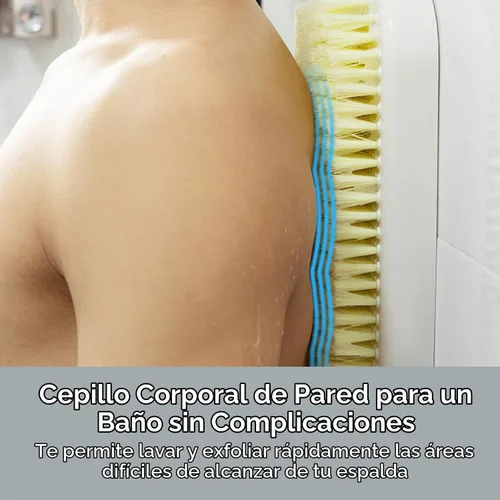 Vista 3 de Limpiador de espalda montado en la pared para ducha - Cepillo exfoliante grande para ducha - Cepillo de baño - Cepillo de espalda manos libres