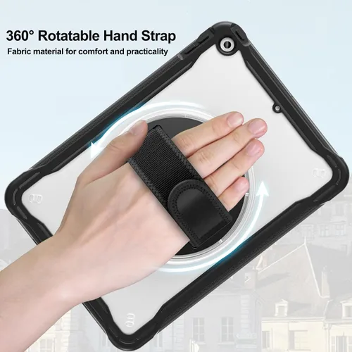 Vista 3 de BLOSOMEET Funda transparente para iPad de 9ª/8ª/7ª generación 2021/2020/2019 de 10.2 pulgadas con protector de pantalla de vidrio templado y soporte