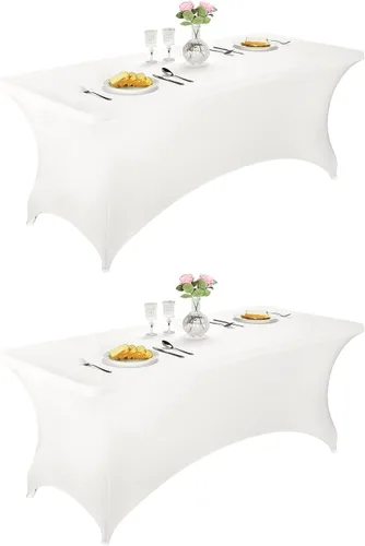 Vista 63 de LZY Cubierta de Mesa Elástica Ajustable de Spandex para Mesa Plegable de 6 pies, 4 pies o 8 pies, Mantel de Cóctel Rectangular, Perfecto para Champn