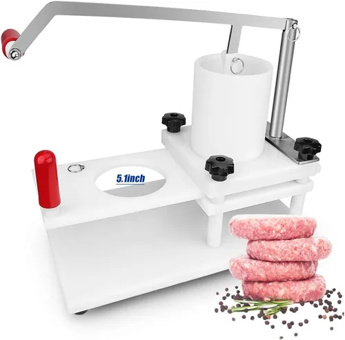 Vista 8 de Huanyu Máquina formadora de hamburguesas comercial Material PE 4.331 in 4.3 "Manual Burger Press Meat Patty Forming Processor White Burger Press