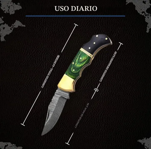 Vista 4 de Edición limitada, cuchillo de bolsillo de damasco, cuchillo de bolsillo de damasco con clip, cuchillo de bolsillo para hombres, cuchillo de Madera