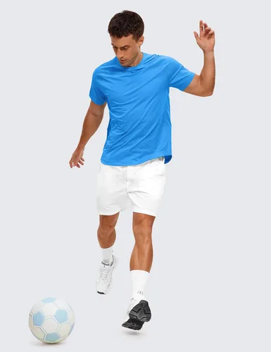 Vista 3 de CRZ YOGA Camisetas atléticas ligeras para hombre que absorben la humedad, camiseta de entrenamiento para correr, manga corta, camisetas de gimnasio