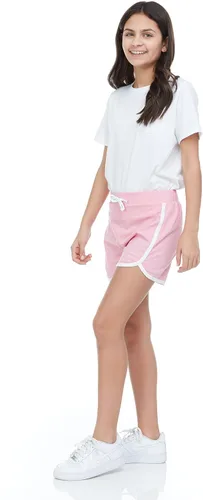Vista 2 de Pink Angel 4 piezas de pantalones cortos de delfín para niñas, correr, gimnasio, entrenamiento, pantalones cortos para niños, ropa deportiva