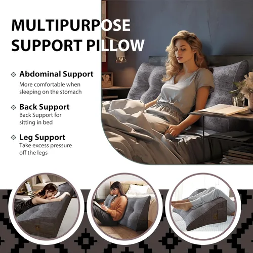 Vista 108 de Almohada de cabecera gruesa totalmente rellena tamaño Queen, cabecera acolchada suave y firme, soporte grande, triangular, almohada de cuña