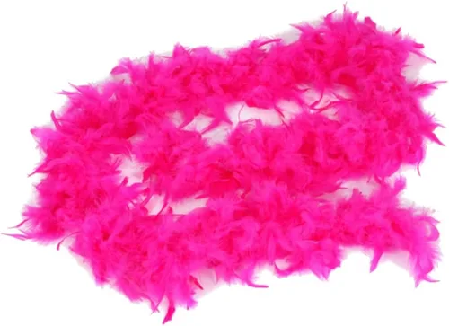 Vista 2 de Boa de plumas rosa fucsia (6 pies) para niñas, disfraz de princesa para fiesta de té, Boa