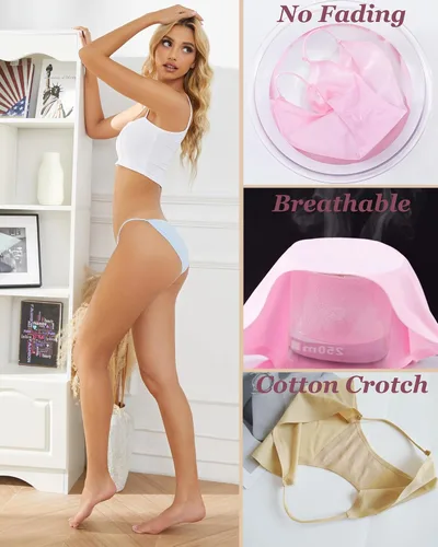 Vista 3 de Bolivelan Seamless Underwear Low-Rise Soft Stretch Breathable Invisible Bikini Spandex Panties 5 Pack