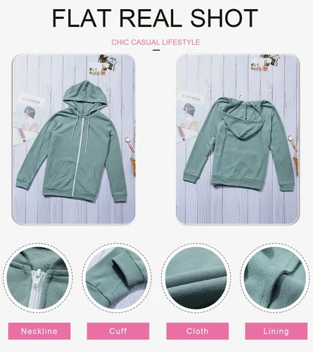 Vista 5 de Dokotoo - Sudadera para mujer, con manga larga, capucha, bolsillos y cremallera completa