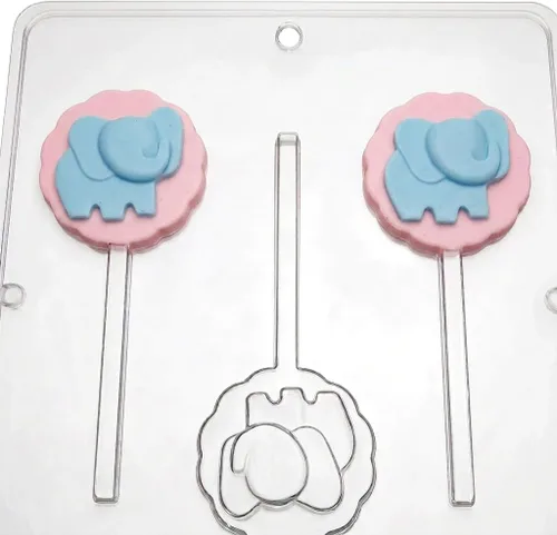 Vista 4 de Molde de caramelo de chocolate para piruletas de elefante bebé 697