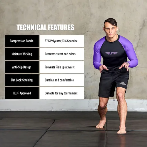 Vista 42 de Elite Sports MMA, BJJJ, No-Gi, protección de entrenamiento de manga corta