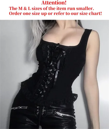 Vista 21 de Camisetas sin mangas góticas para mujer, camisola gótica Y2k