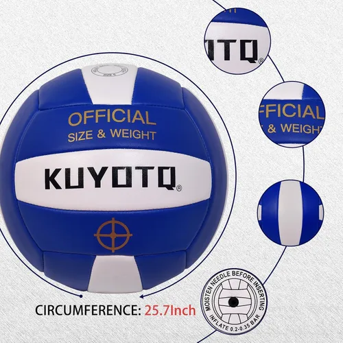 Vista 7 de KUYUTQ Beach Volleyball Official Size 5 for in & Outdoor, Sand Volley Ball with Thickened Soft Leather Cover Outdoor Volleyball, Machine Stitched