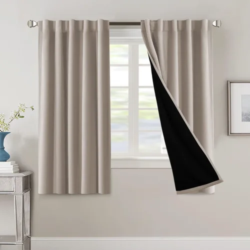 Vista 44 de H.VERSAILTEX Cortinas 100% opacas para dormitorio con forro negro, cortinas de oscurecimiento de habitación completa, con aislamiento térmico