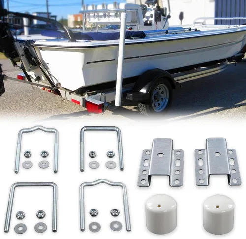 Vista 3 de PIT66 Kit de pernos en U para poste guía de remolque de barco Galvanized Universal Mounting Hardware for Boat Trailer Guides Compatible with Kia