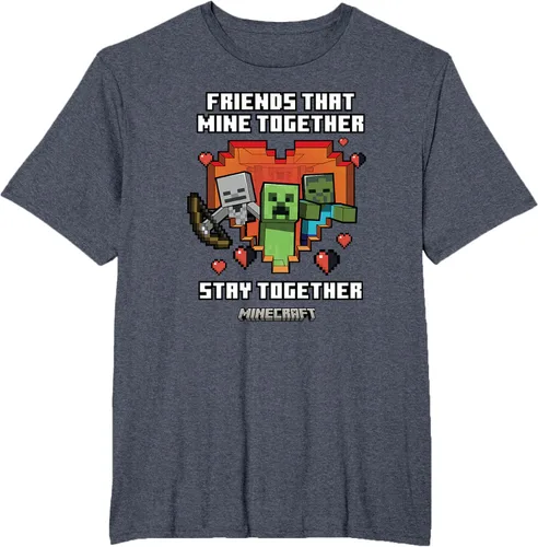 Vista 24 de Minecraft Camiseta de San Valentín Friends That Mine Together Mobs, Negro