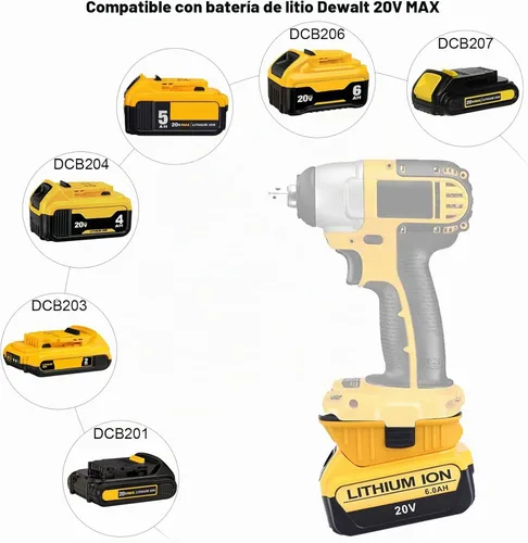 Vista 4 de Paquete de 2 adaptadores de batería DCA1820 compatibles con herramientas Dewalt de 18 V, compatible con adaptador De-Walt de 18 V a 20 V, convierte